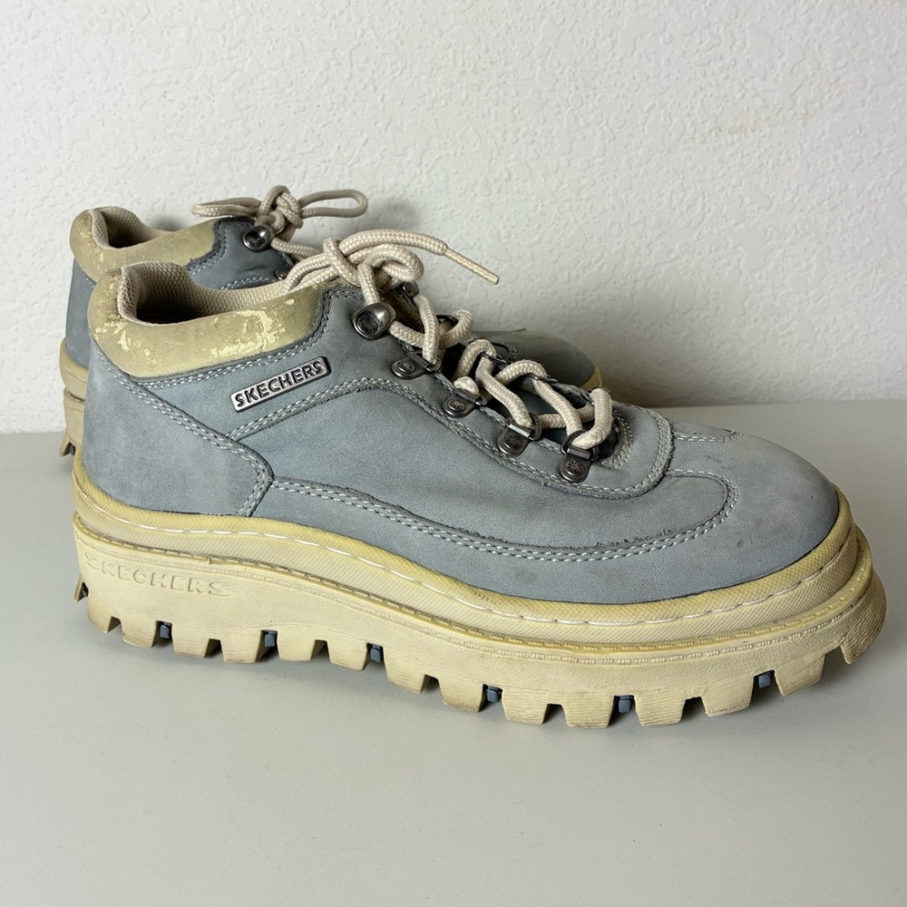 Skechers Jammers Platform Chunky Sneakers Y2K Baby Blue Suede Vintage
